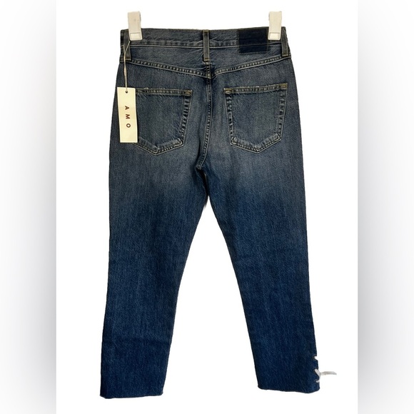 NWT AMO Babe Lace Up High Rise Ankle Slim Straight Jeans in Love Note Size 28 - Picture 7 of 8